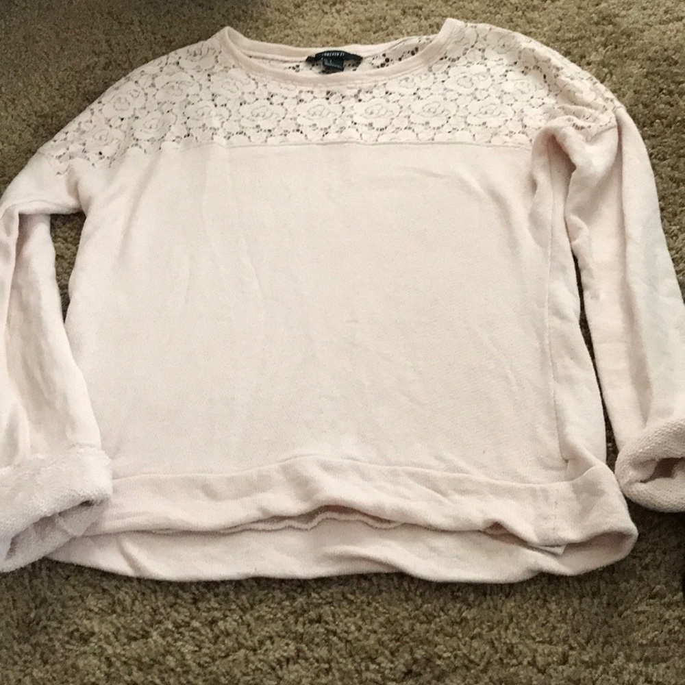 LAST CALL 8/1 Lace Top Crew Neck Sweatshirt